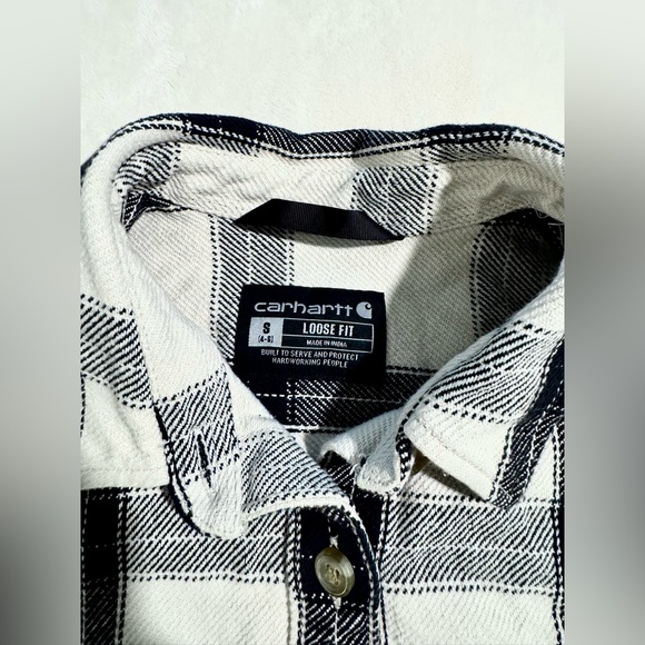 Carhartt Womens Sz S Rugged Flex Loose Fit Midweight Flannel Plaid Shacket Shirt - Picture 11 of 15